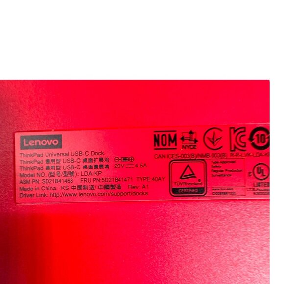 Lenovo ThinkPad 40AY Universal USB-C Docking Station Gen2 w/ DP + HDMI Cable - Picture 5 of 12